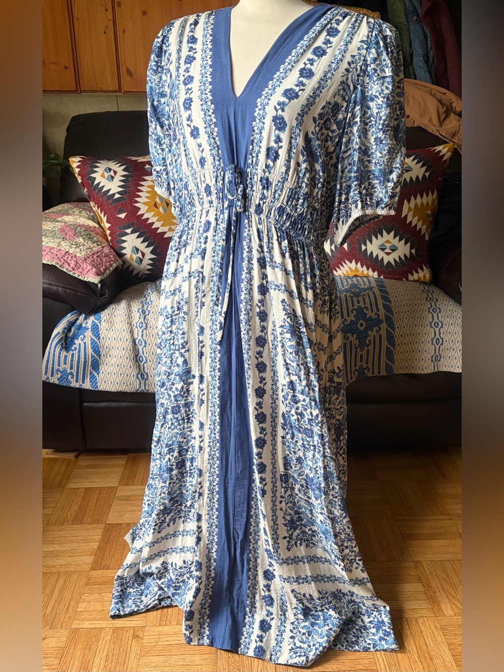 Women's Taylor Puff Sleeve Fit & Flare Floral Cottagecore Maxi Dress Size 16